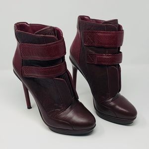 BCBGMAXAZRIA Burgundy Strapped Stilleto Booties